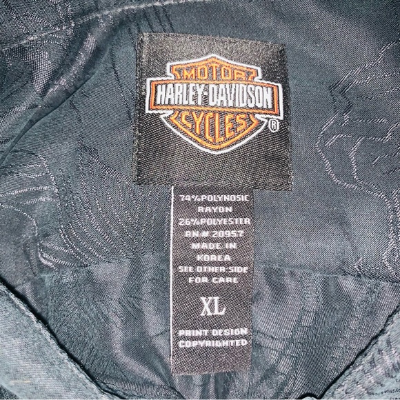 Harley Davidson Rayon Blend Shirt Moto Palms Print Short Sleeves Tropical Vibes - Picture 5 of 5